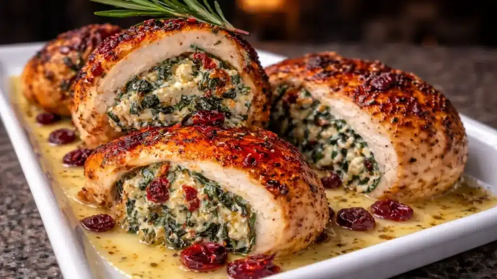 Creamy Spinach and Cranberry Stuffed Chicken