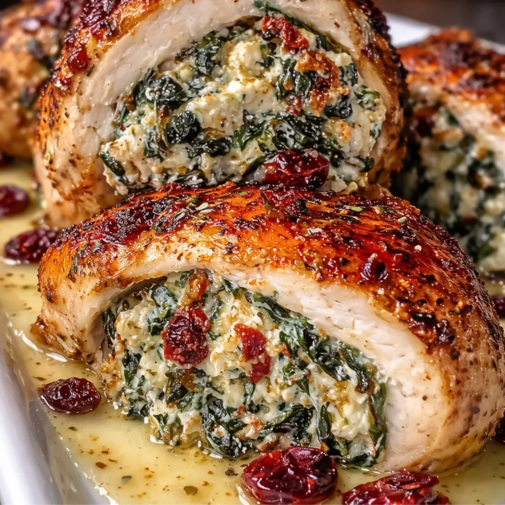 Creamy Spinach and Cranberry Stuffed Chicken recipe