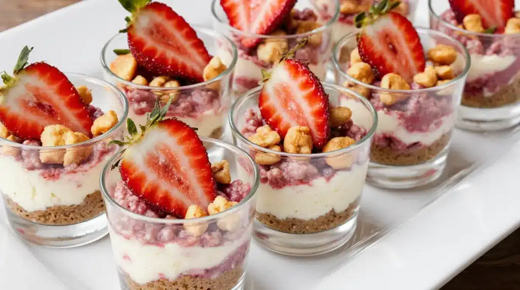 Strawberry Crunch Cheesecake Bites no bake dessert