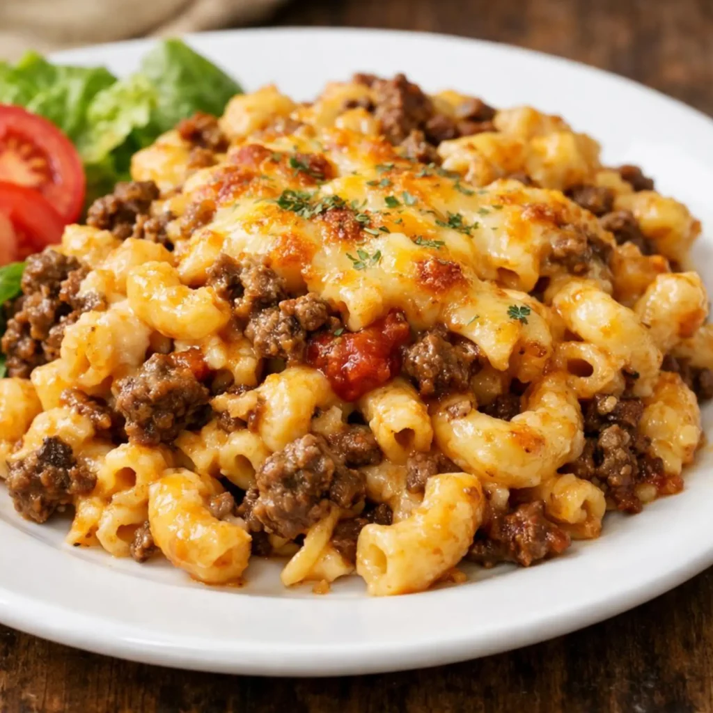 Beefy Mac and Cheese Casserole recipe