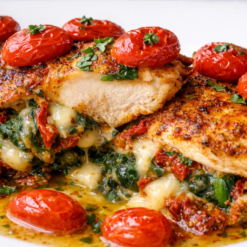 Creamy Spinach & Sun-Dried Tomato Stuffed Chicken