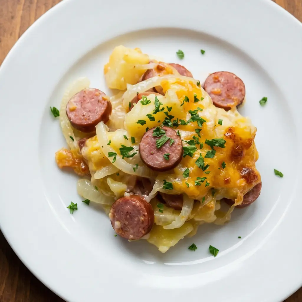Cheesy Potato & Smoked Sausage Casserole recipe