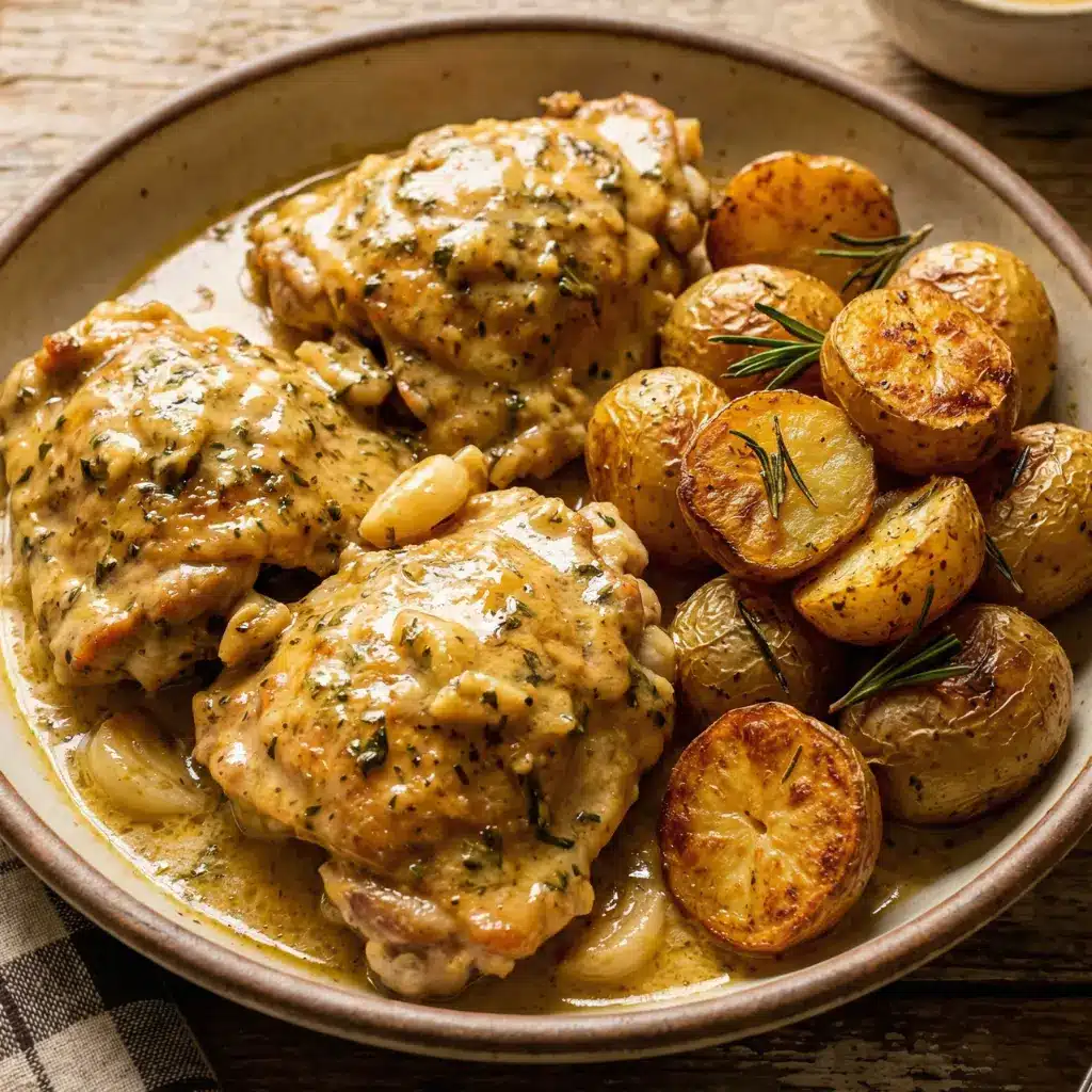 Creamy Garlic Chicken with Roasted Baby Potatoes recipe