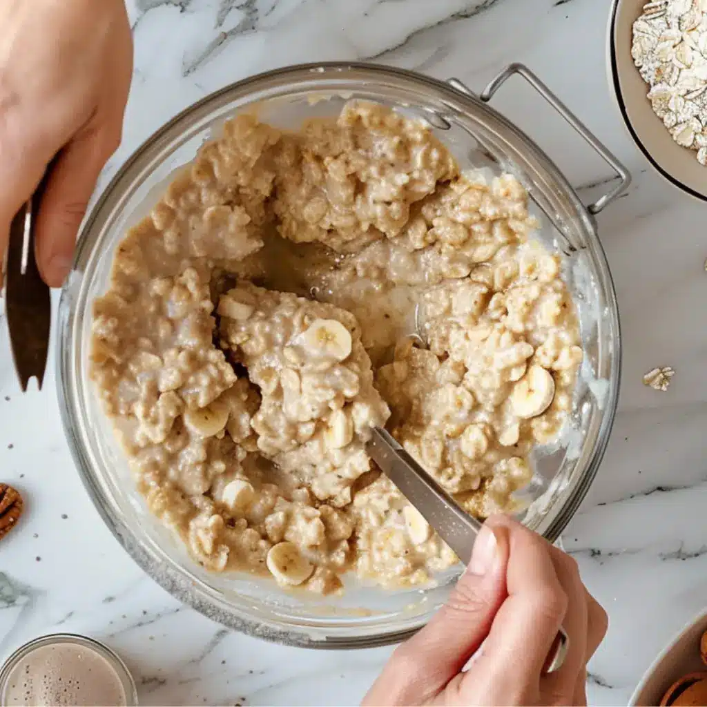 Banana Baked Oatmeal with Greek Yogurt step by step preparation