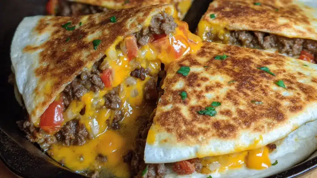 Mouthwatering Cheeseburger Quesadillas with Burger Sauce 6 Cheeseburger Quesadillas with Burger Sauce