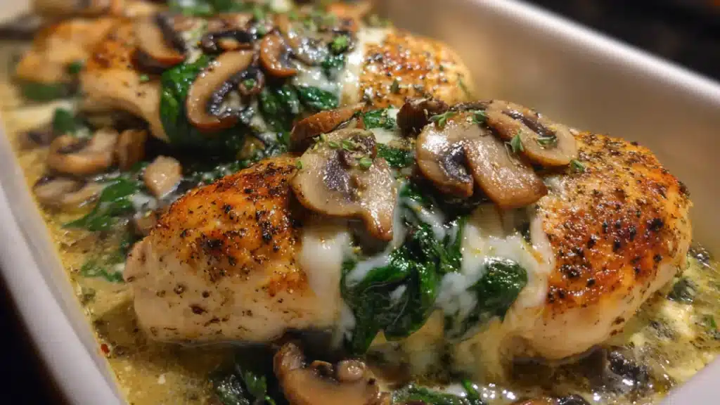 Chicken Spinach Mushroom Bake