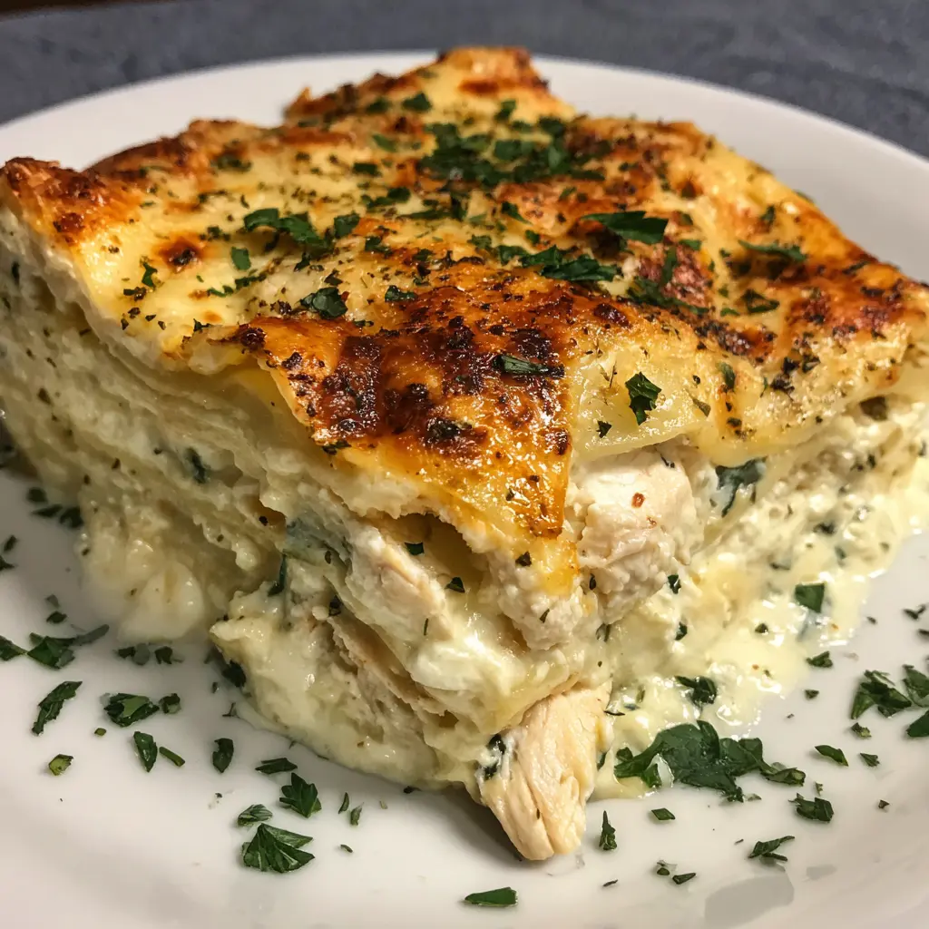 Creamy White Chicken Lasagna recipe