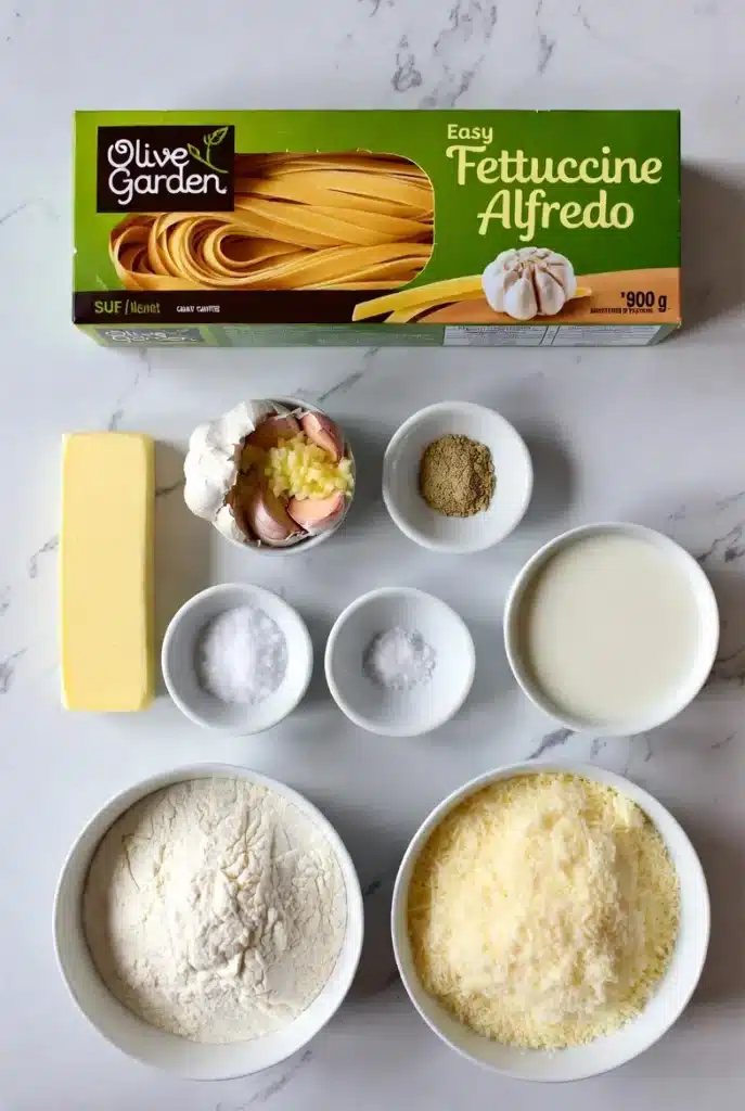 Easy Olive Garden Style Fettuccine Alfredo ingredients
