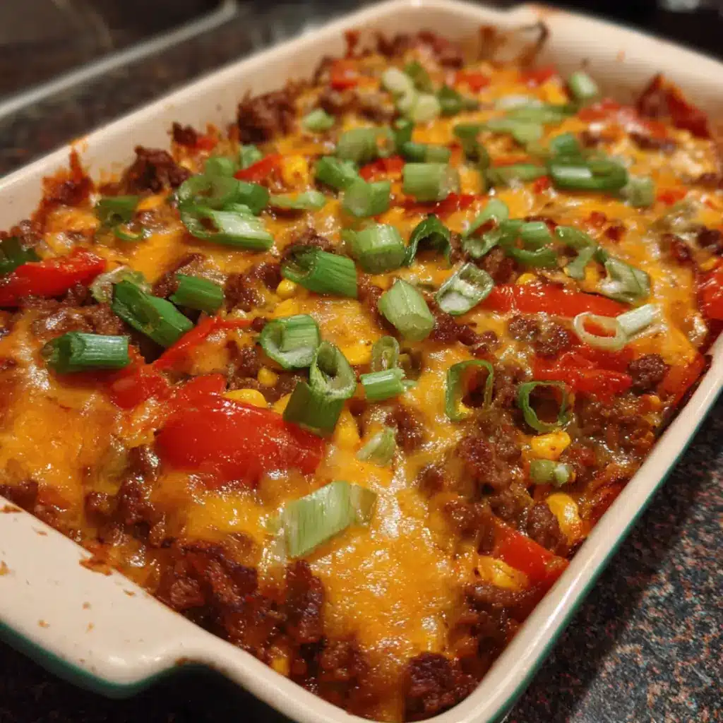 Oven Baked Southwestern Beef and Vegetable Bake beef and vegetables cooking in skillet