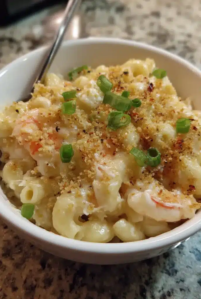 Homemade Seafood Mac and Cheese – Creamy & Rich 11 baked pasta with golden crispy topping and melted cheese