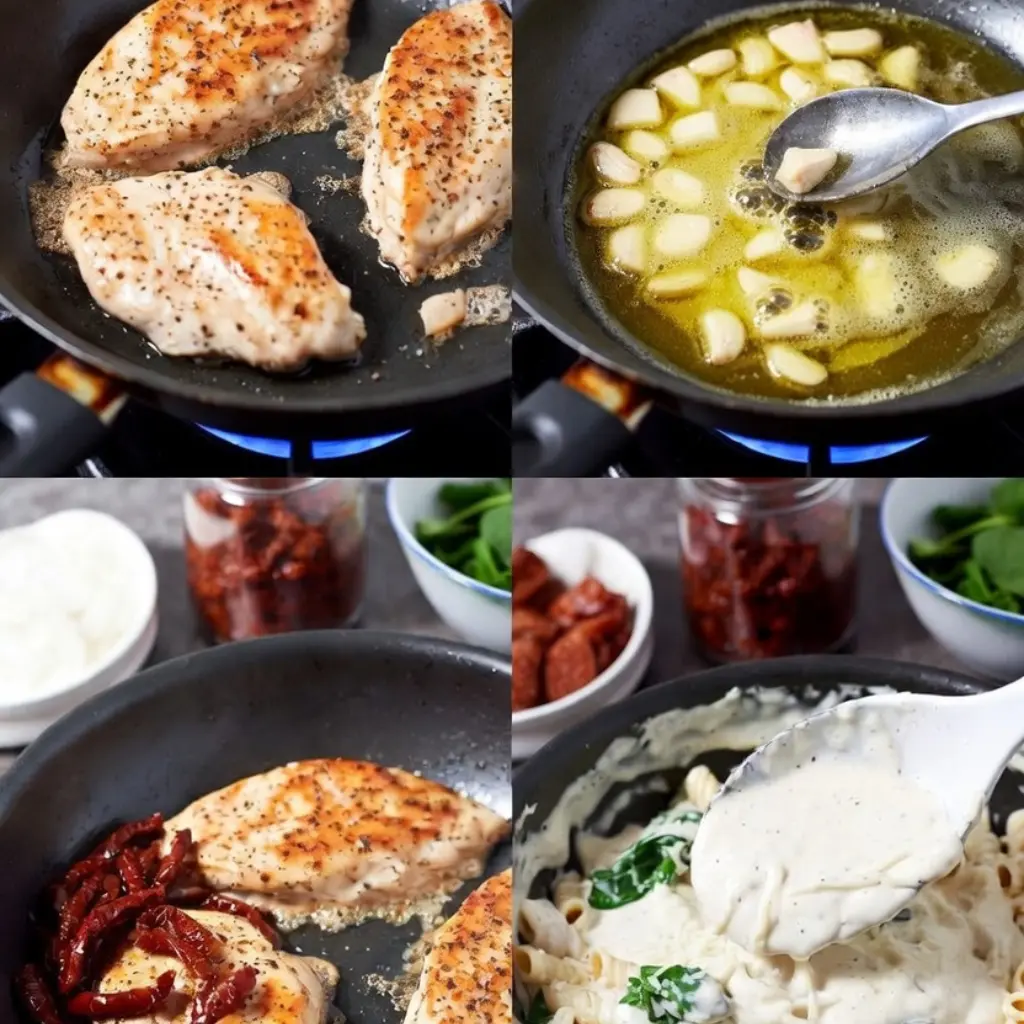 Irresistible Marry Me Chicken Pasta 8 creamy chicken pasta step by step cooking process with garlic parmesan sauce