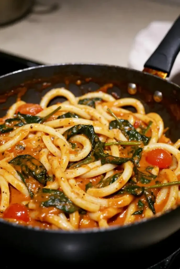 Bucatini Tomato Spinach Pasta