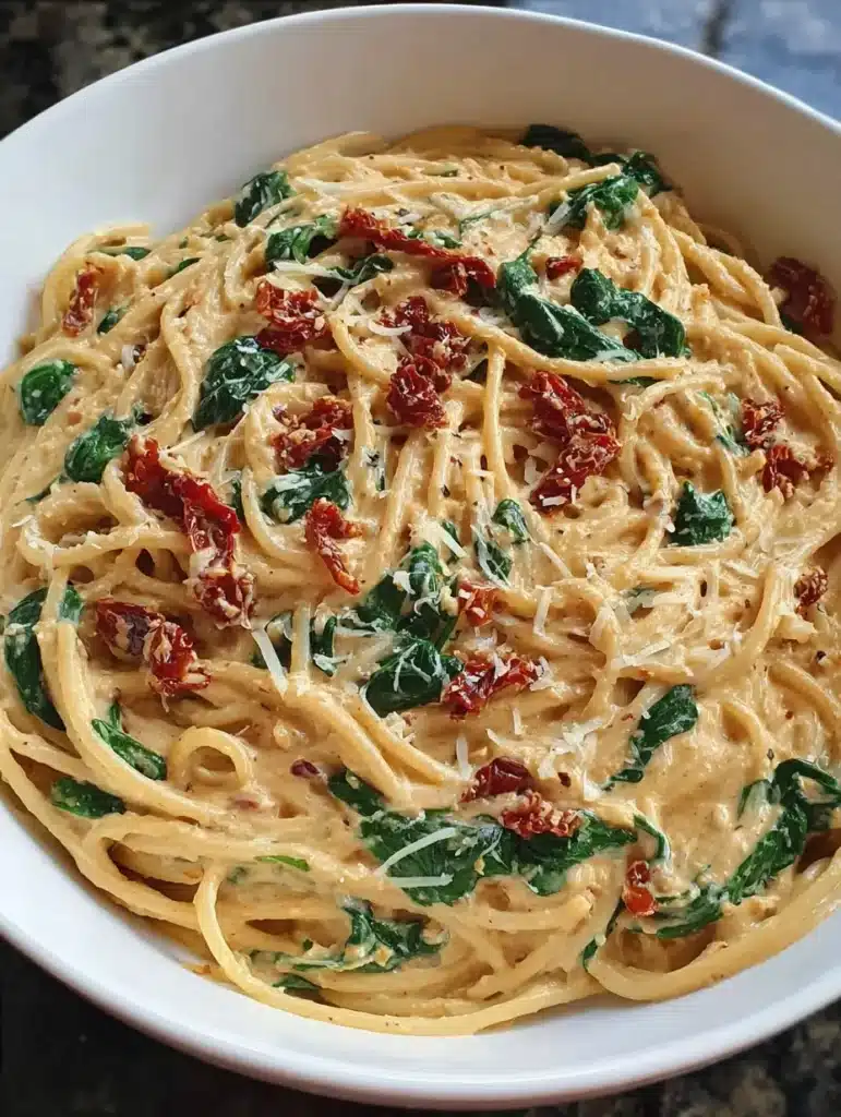 Creamy Sun-Dried Tomato Spinach Spaghetti Delight