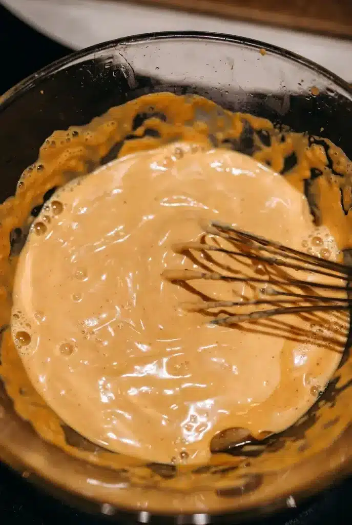 Mixing sauce for Carbonara Buldak Ramen recipe