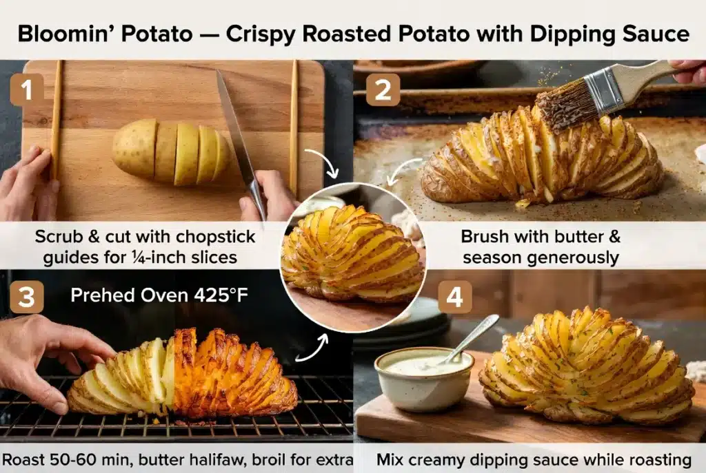 Preparing potatoes for Bloomin’ Potato recipe