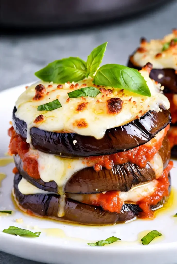 baked Eggplant Parmesan Stacks recipe