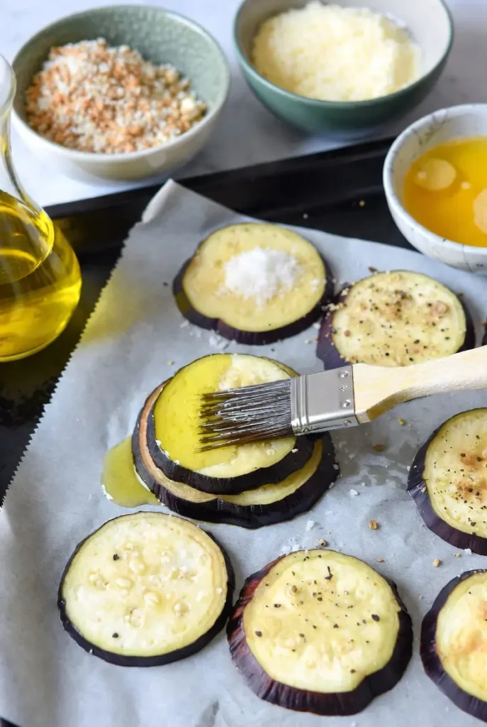 breading eggplant slices