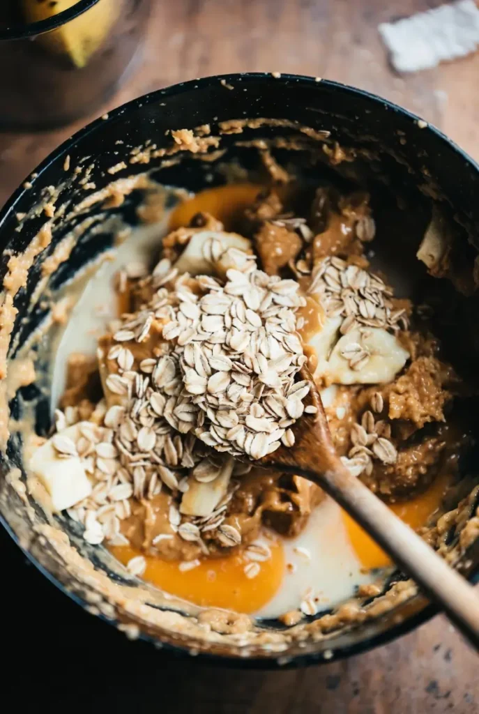 oats mixed with banana and milk into thick batter