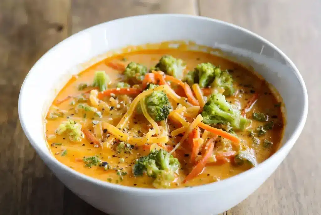 Copycat Panera Broccoli Cheddar Soup for Cozy Dinners 6 Creamy Copycat Panera Broccoli Cheddar Soup in a bread bowl topped with melted cheddar cheese