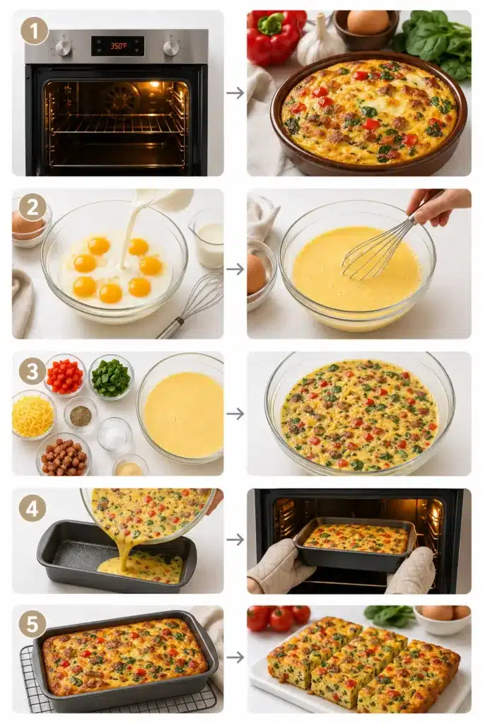 Egg Bake Casserole: A Wholesome Breakfast Delight 8 Egg mixture being poured into a baking dish with cheese and vegetables