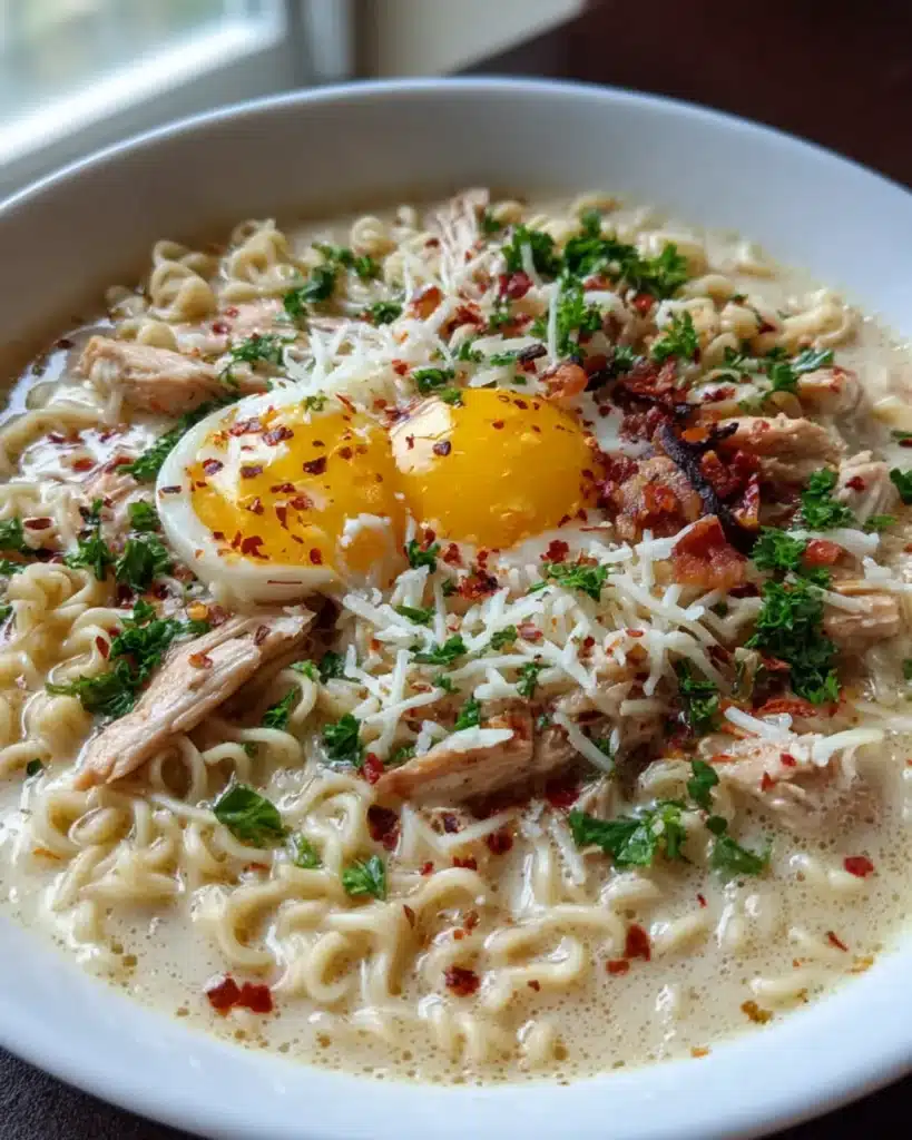 Cheesy Garlic Carbonara Buldak Ramen