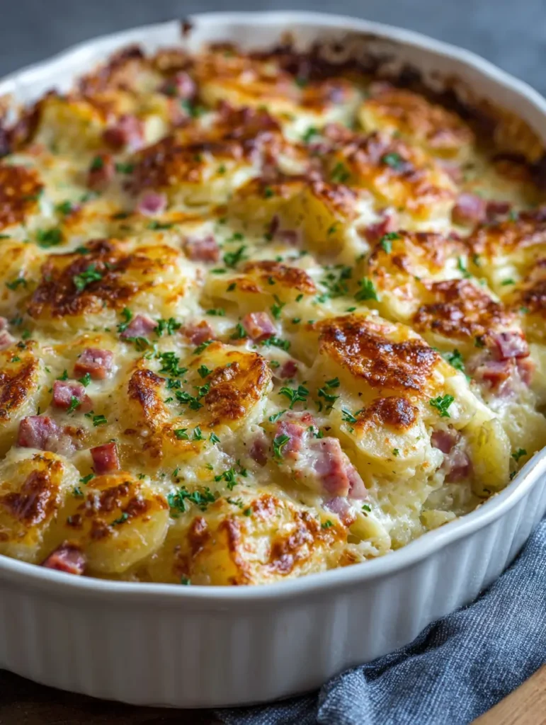 Cheesy Turkey Ham Potato Casserole