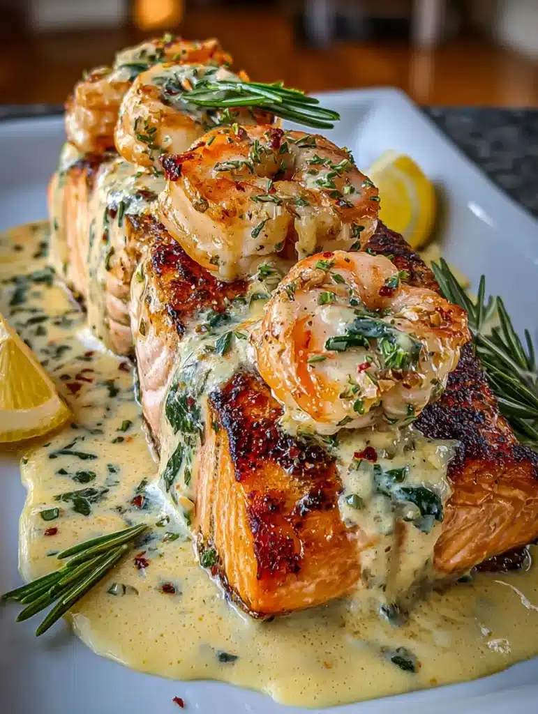 Creamy Tuscan Shrimp Stuffed Salmon