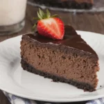 Chocolate cheesecake recipe with rich, creamy texture and chocolate cookie crust