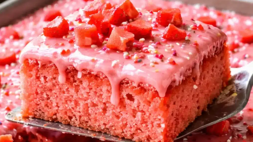 Old fashioned strawberry sheet cake