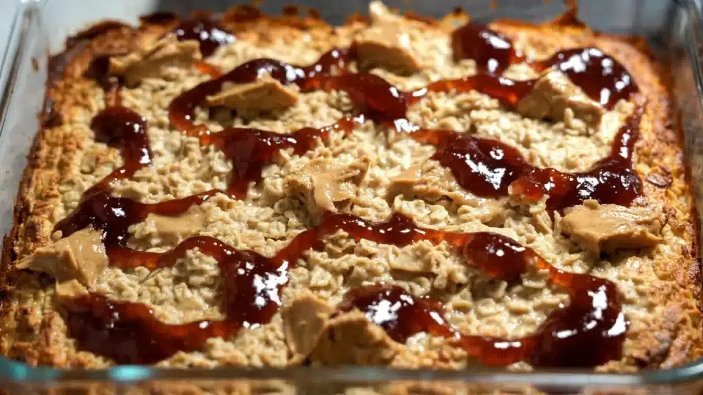 Peanut Butter and Jam Baked Oatmeal