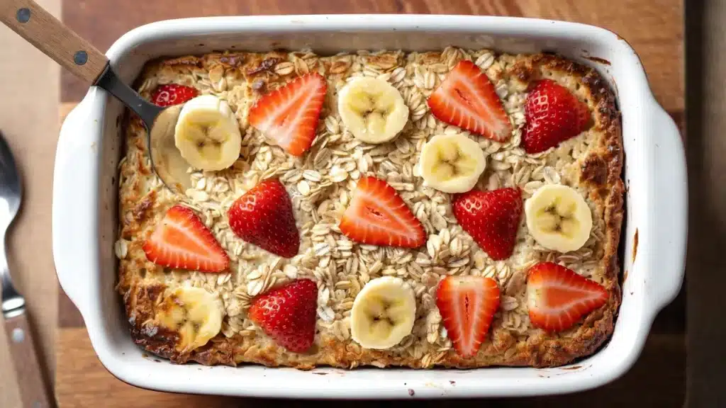 Strawberry Banana Baked Oats