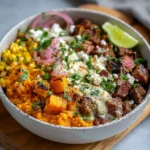 Street Corn Beef Sweet Potato Bowls recipe