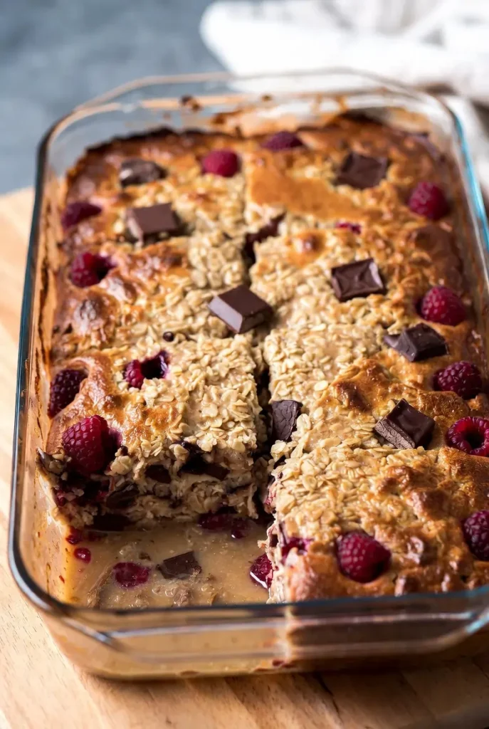 Chocolate Raspberry Baked Oatmeal