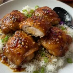 Honey Garlic Chicken Thighs glazed and crispy