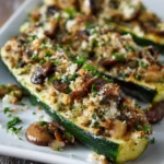 Mushroom & Herb Stuffed Zucchini Boats Recipe 10 Baked zucchini halves filled with savory mushroom mixture and fresh herbs
