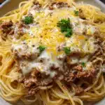 Garlic butter beef spaghetti