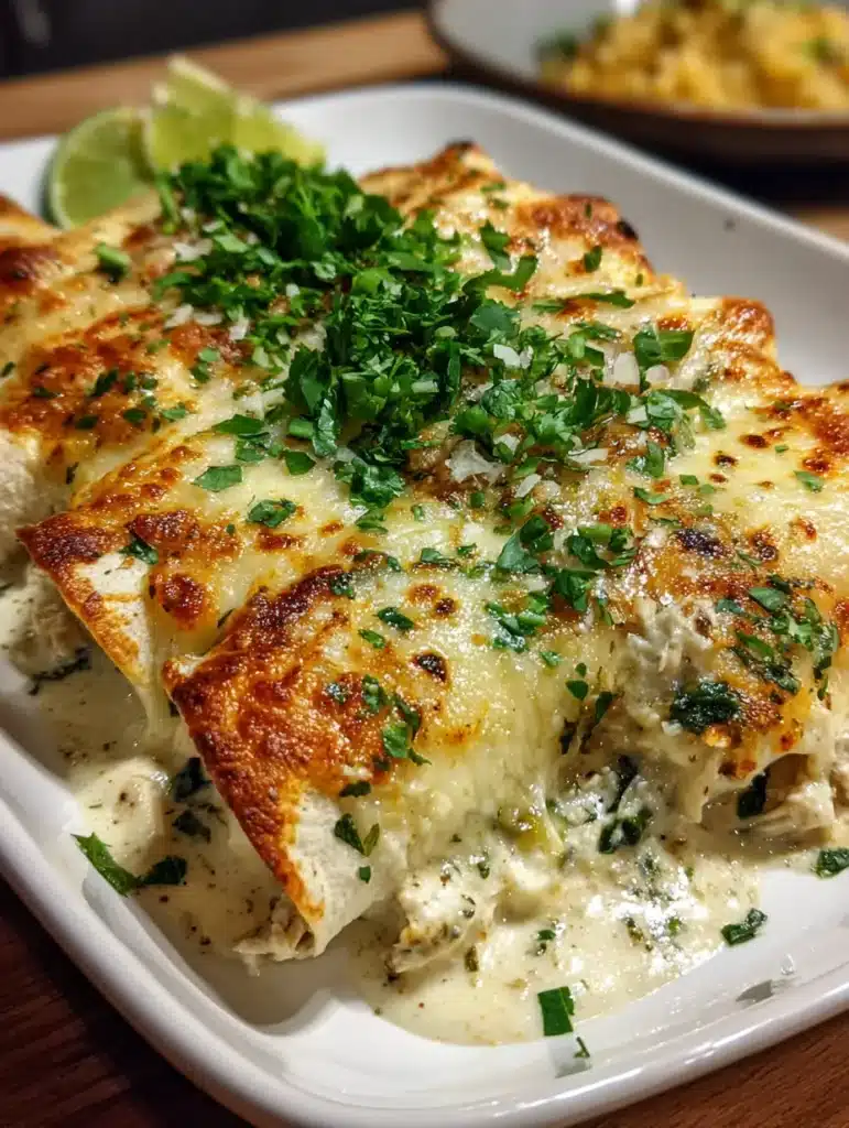 Creamy White Queso Chicken Enchiladas