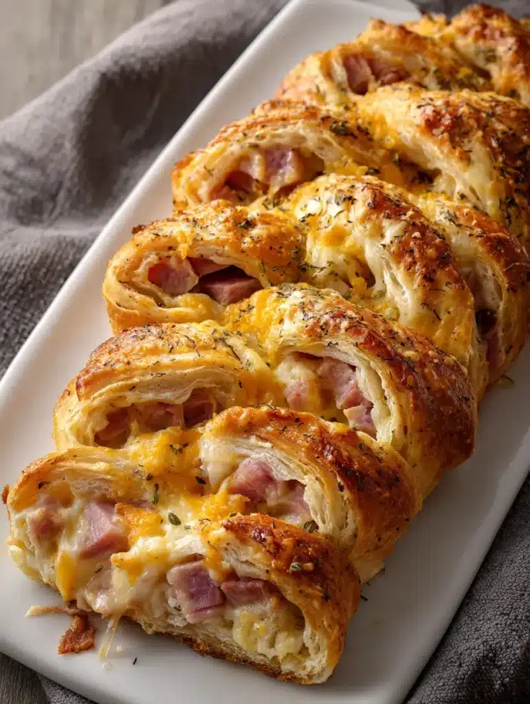 Ham and Cheddar Crescent Braid