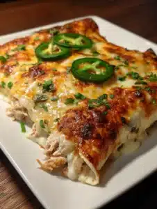 Spicy White Queso Chicken Enchiladas