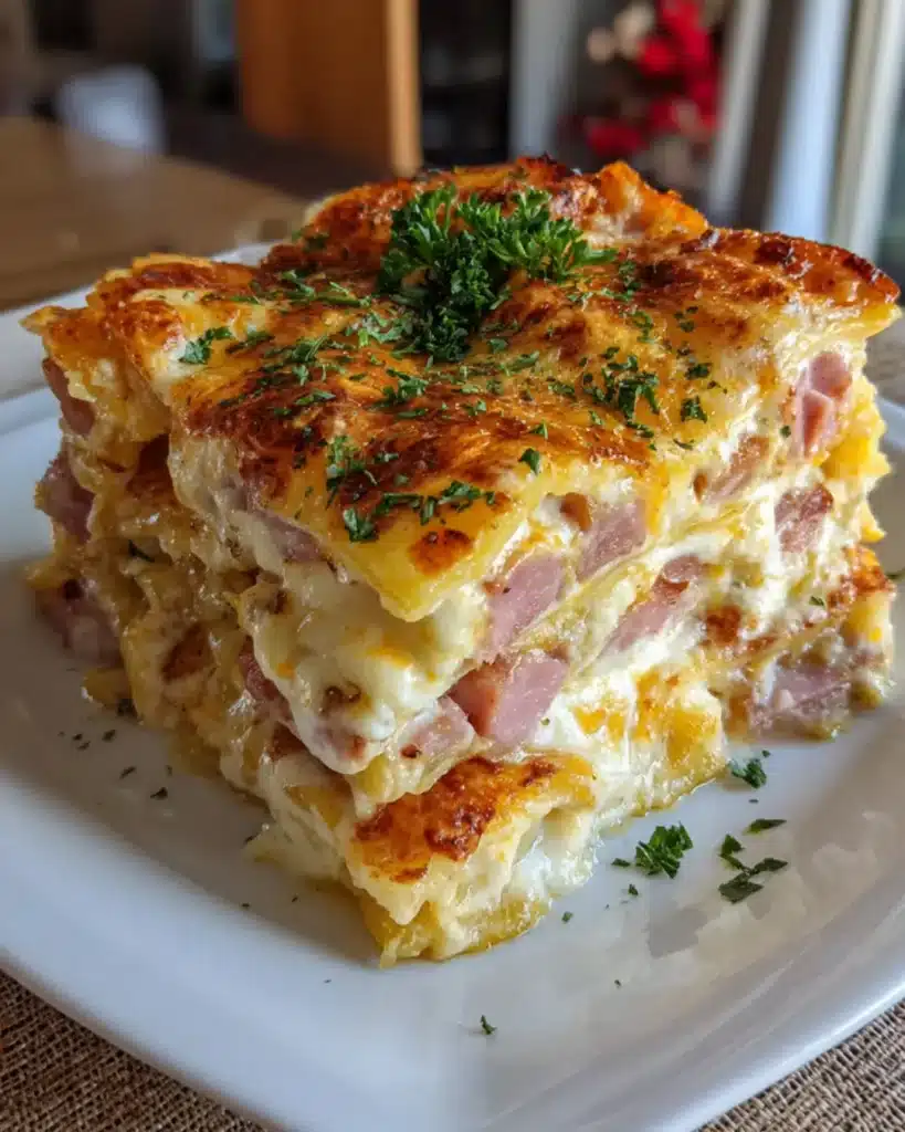 Turkey Ham and Cheese Ripe Plantain Lasagna