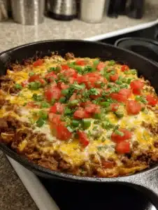 Cheesy Beef Enchilada Casserole Skillet